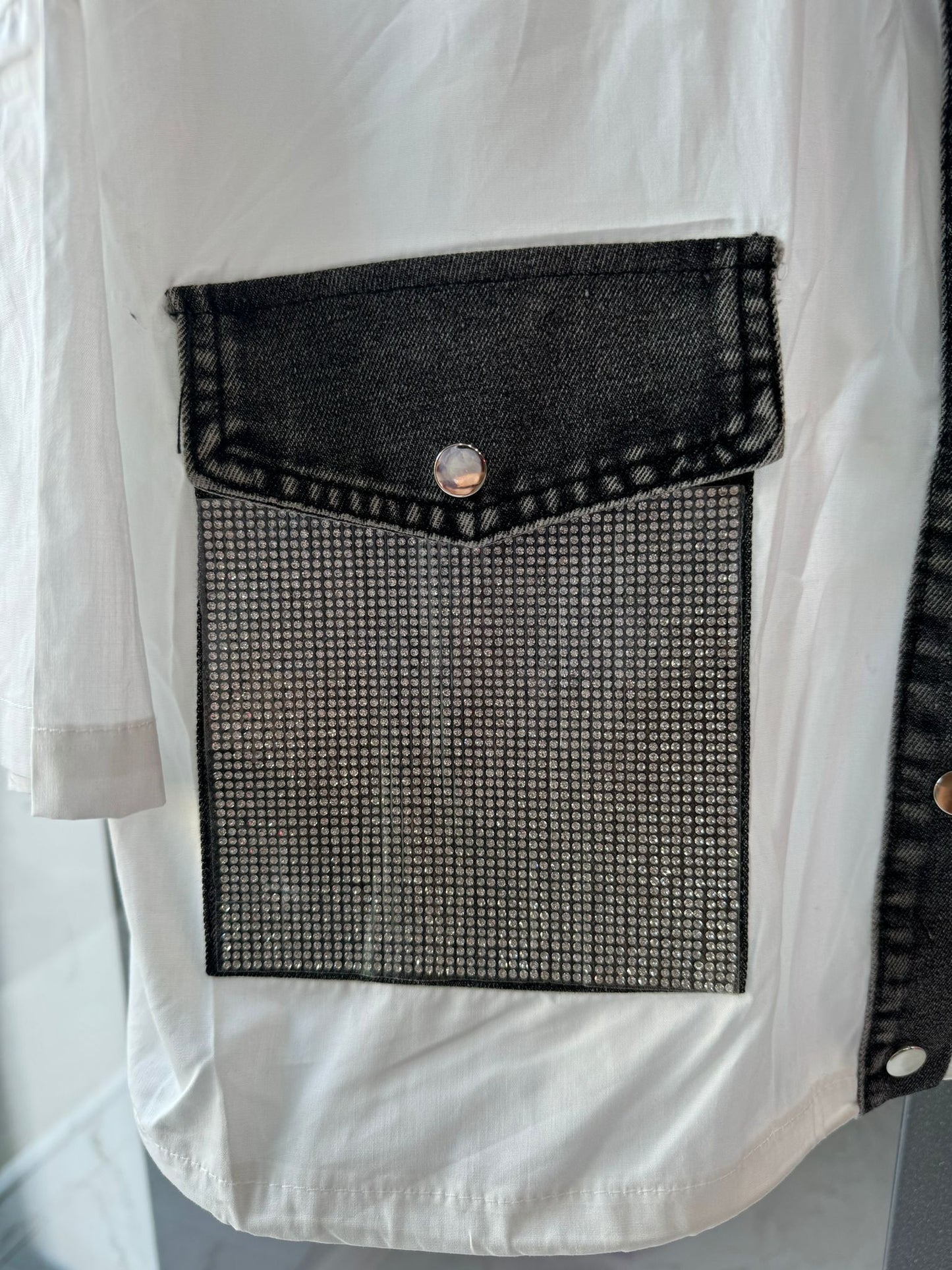 CAMICIA STRASS BIANCA E NERA