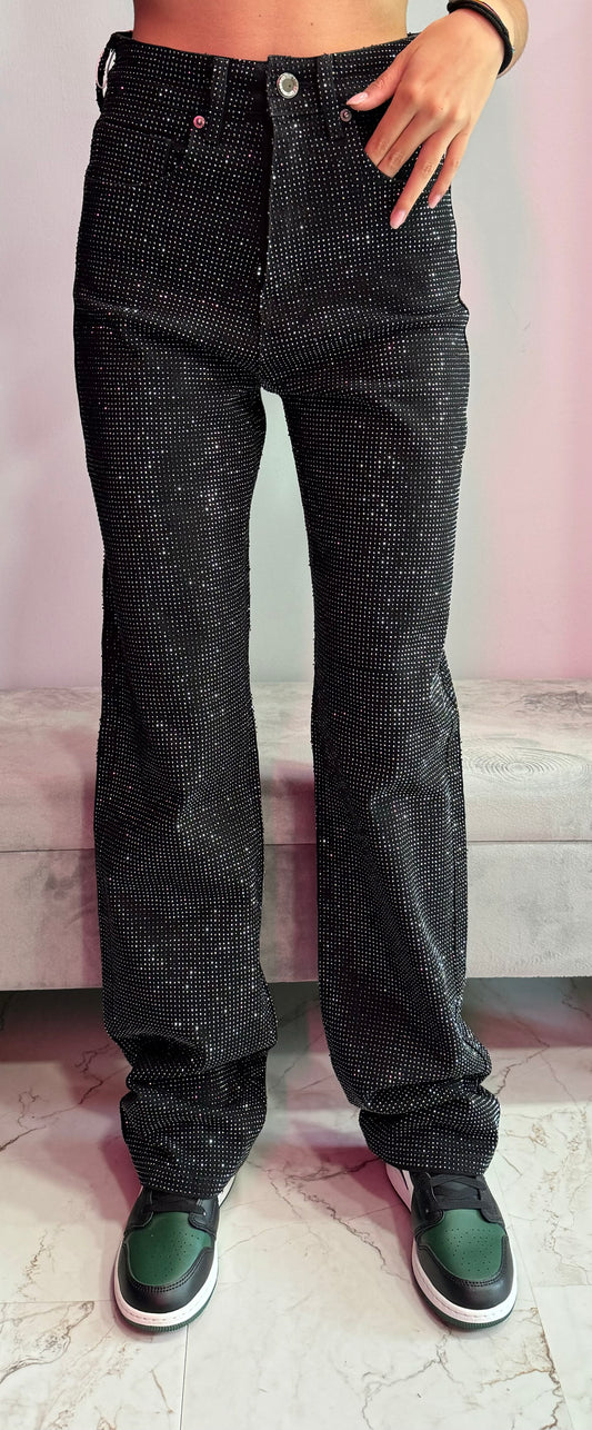 JEANS STRASS NERO